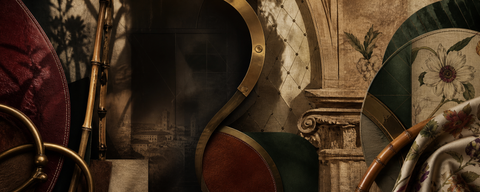 Abstract artwork inspired by Gucci's Florentine travel and craft history