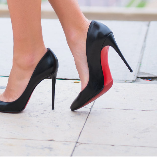 red sole louis vuitton black heels