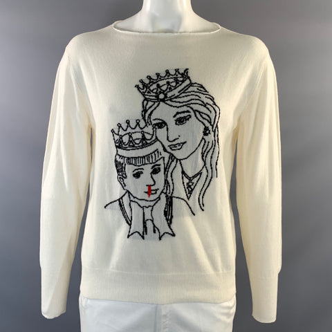 ENFANTS RICHES DEPRIMES L White Knitted Cashmere Scoop Neck Pullover