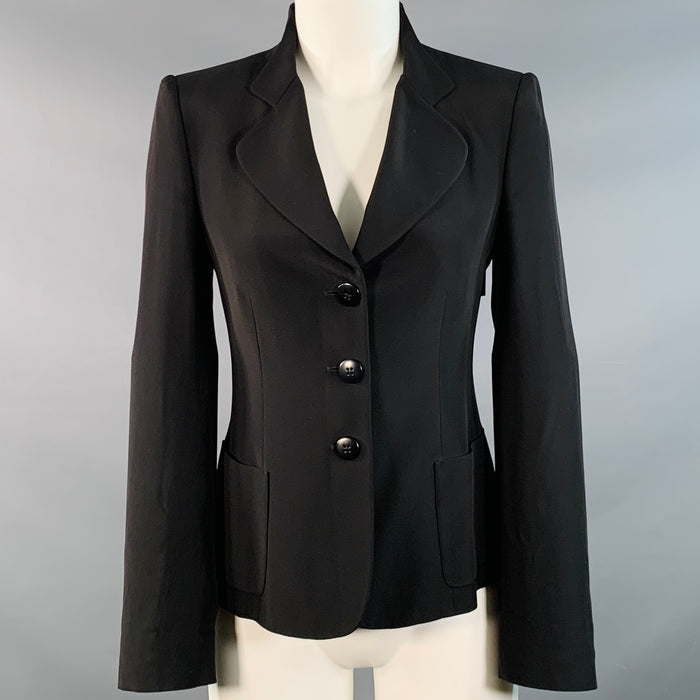 ARMANI COLLEZIONI Size 2 Black Acetate Silk Jacket Blazer