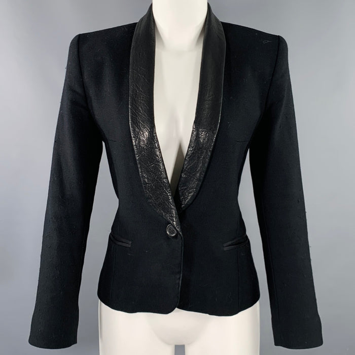 ISABEL MARANT Size S Black Wool Lambskin Shawl Collar Jacket
