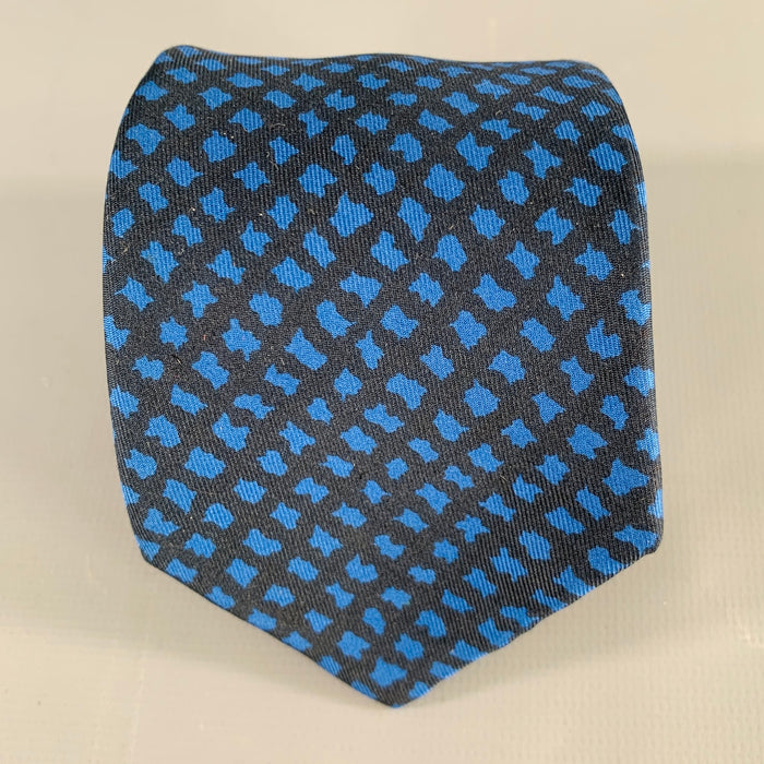 HERMES Black Blue Abstract Tie