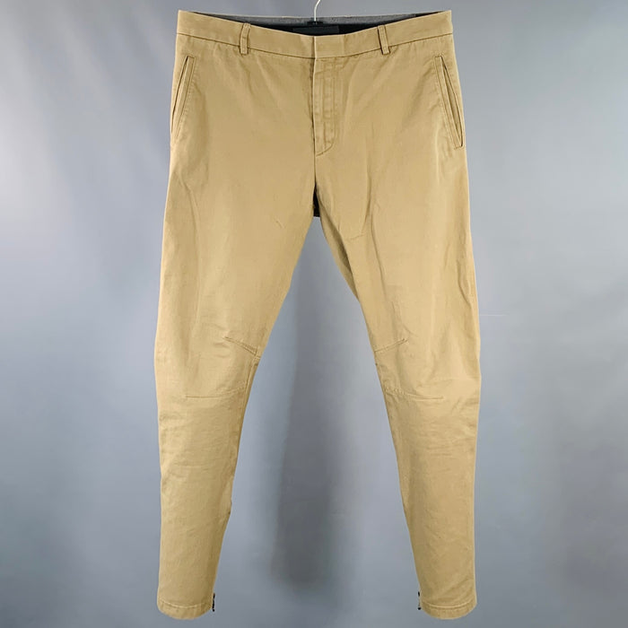 LANVIN Size 32 Tan Twill Cotton Tapered Ankle Zips Casual Pants
