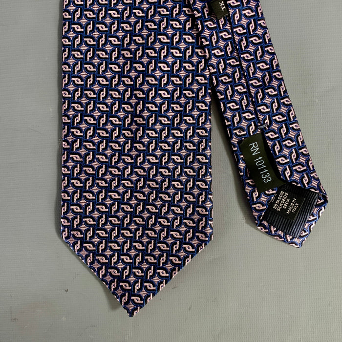 ERMENEGILDO ZEGNA Purple Black & Navy Geometric Silk Tie