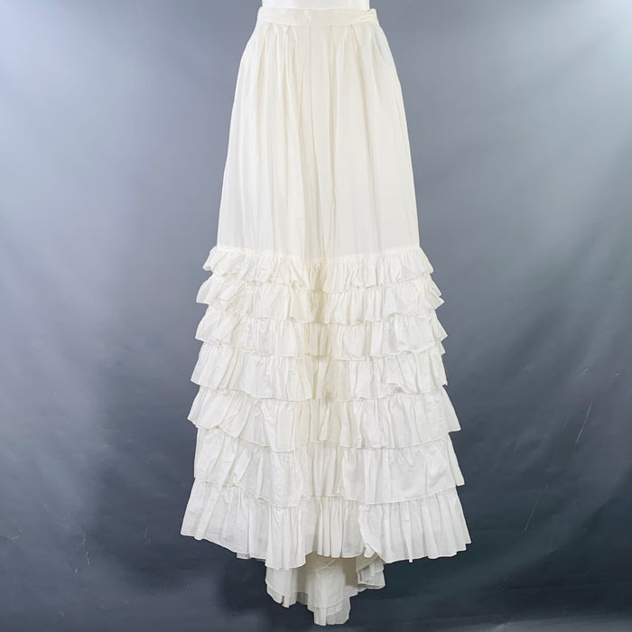 BLUMARINE Size 4 White Cotton Ruffled Long Skirt