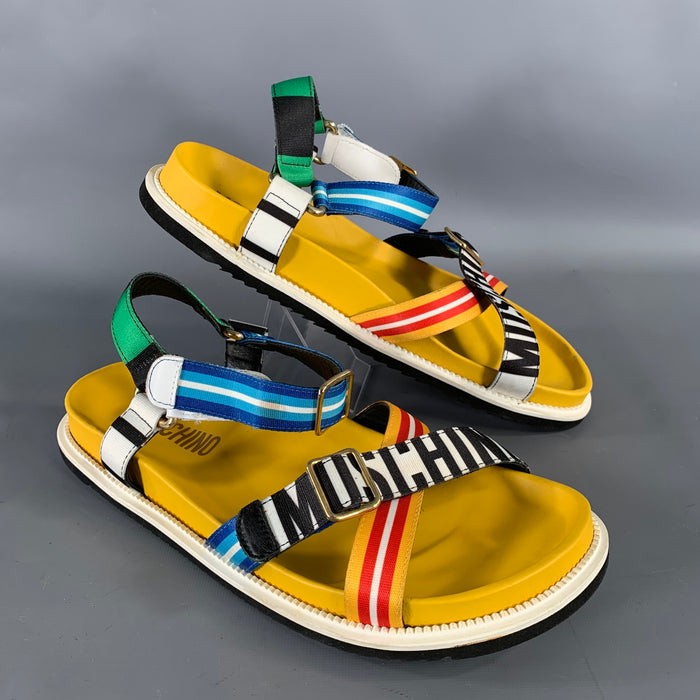 MOSCHINO Nastro St. Righe Size 12 Multi-Color Geometric Sandals