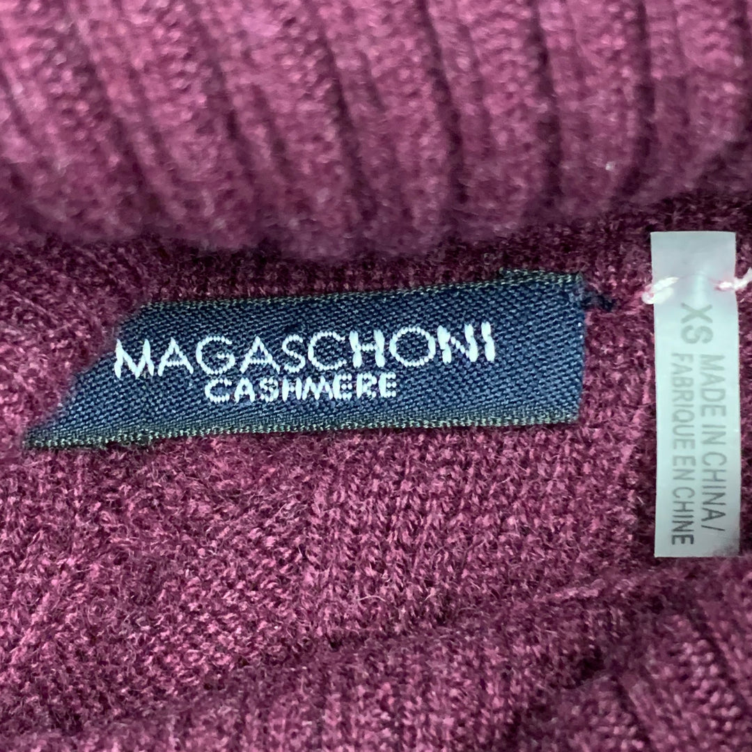 MAGASCHONI Size XS Purple Maroon Cashmere Cable Knit Turtleneck Sweater Dress