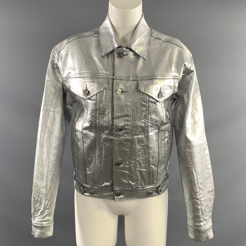 RtA Size S Silver Cotton Elastane Metallic Trucker Jacket