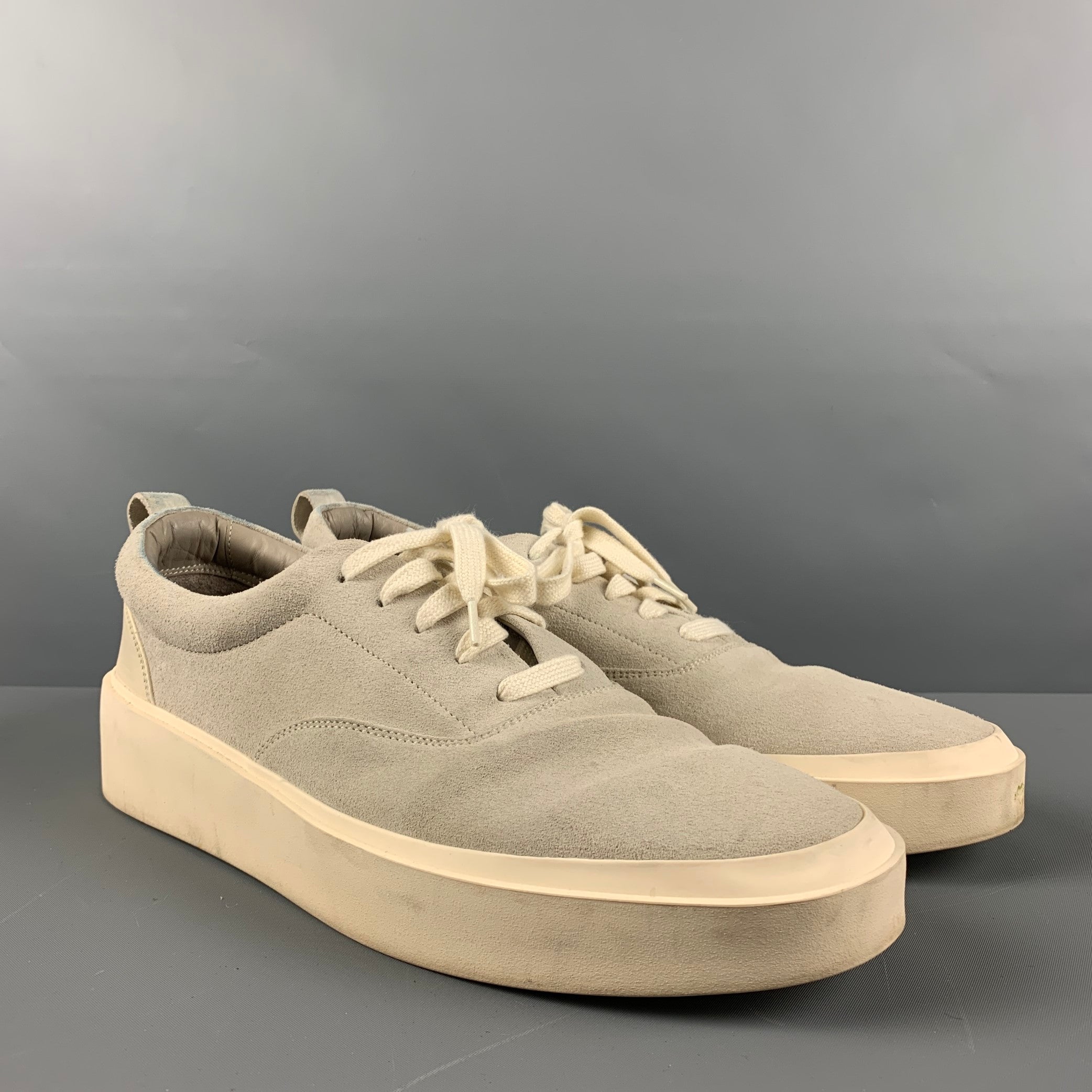 FEAR OF GOD Size 12 Grey Solid Suede Lace Up Sneakers Sui Generis Designer Consignment