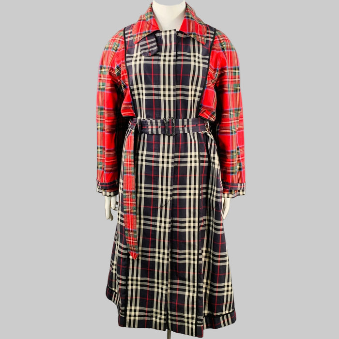 BURBERRY Size L Multi Color Cotton Plaid Belted Trench Coat