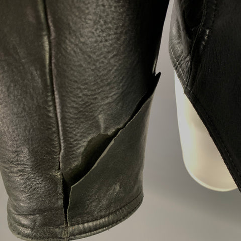 VALENTINO Size 40 Black Leather Zip Up Jacket