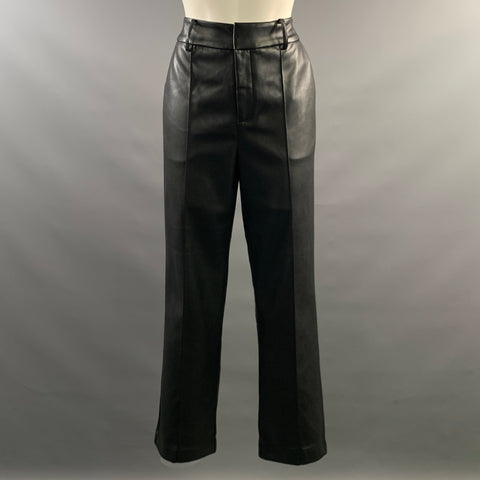 ELIE TAHARI Size 12 Black Polyurethane Straight leg Casual Pants