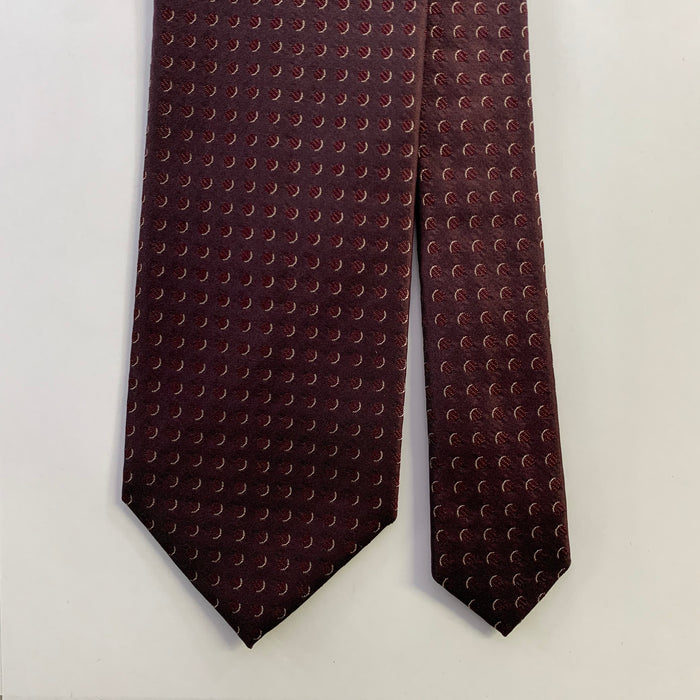DOLCE & GABBANA One Size Burgundy Gold Polka Dot Silk Jacquard Tie