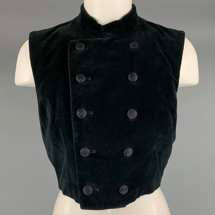 COMME des GARCONS 1988 Size S Black Cotton Velvet Double Breasted Vest