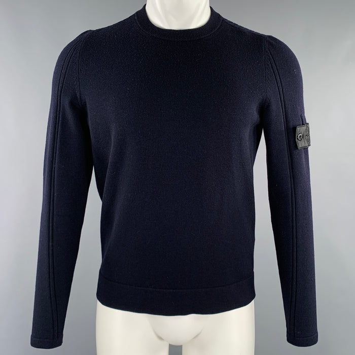 STONE ISLAND Size S Navy Wool Blend Crew Neck Pullover