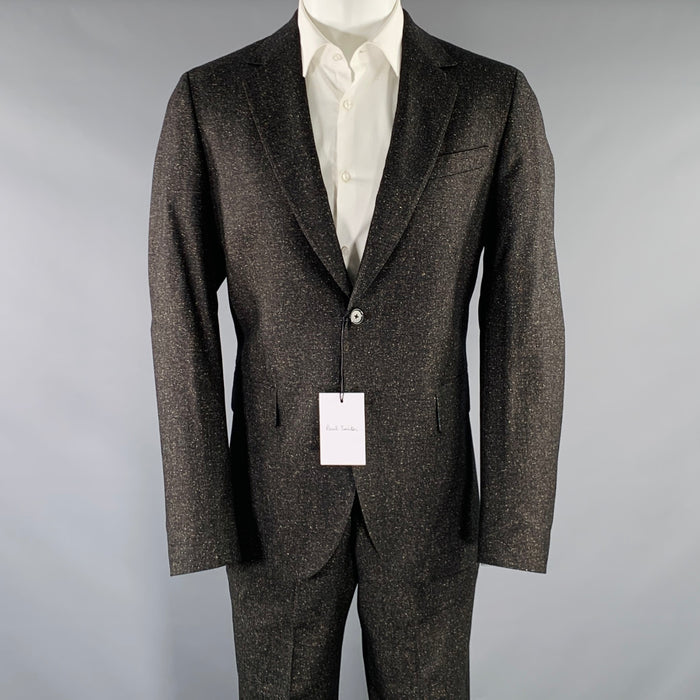 PAUL SMITH Size 40 Black Gold Heather Wool Notch Lapel Suit