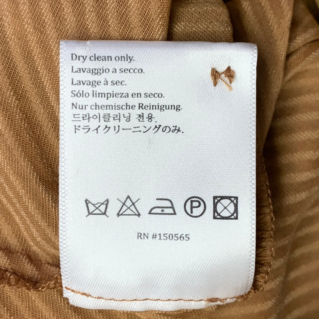 SIES MARJAN Size 4 Tan Viscose Silk Velvet Diagonal Stripe One Pocket Shirt