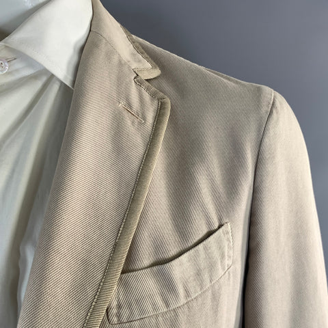 BAGLIOLI Size 42 Tan Cream Cotton Notch Lapel Jacket