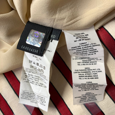FENDI Size S Cream Red & Black Cotton Silk Stripe A Line Knee Length Skirt