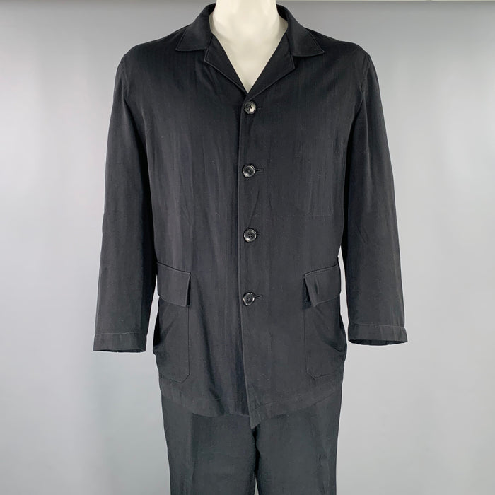 Y's by YOHJI YAMAMOTO Size L Black Rayon Single Breasted Suit