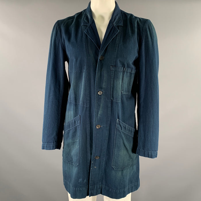 RRL by RALPH LAUREN Size L Navy Denim Cotton Coat