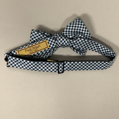 PAUL STUART Blue Black Houndstooth Silk Bow Tie