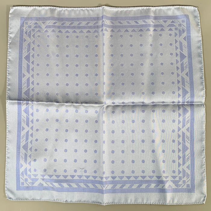 VERSACE Blue Light Blue Jacquard Geometric Dots Silk Pocket Square