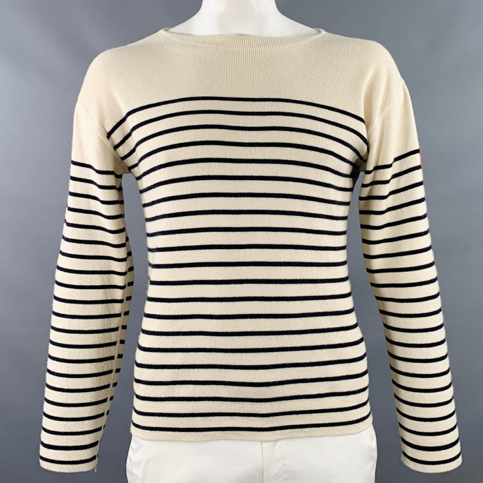 POLO by RALPH LAUREN Size L Cream Black Stripe Cotton Cashmere Pullover