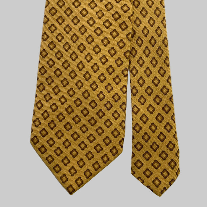 ERMENEGILDO ZEGNA Yellow Mustard Abstract Silk Tie
