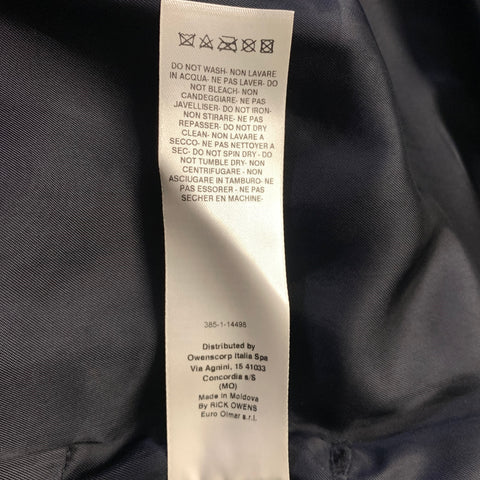 RICK OWENS SS2020 Size 8 Black Leather Zip Up Jacket