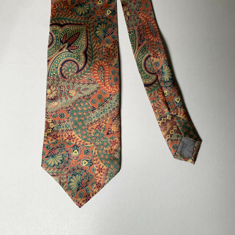 GIORGIO ARMANI Green Peach Paisley Silk Tie