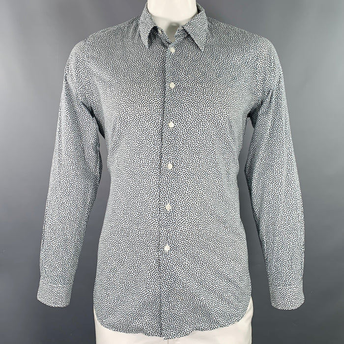PS by PAUL SMITH Size XL White Black Blue Hearts Cotton Long Sleeve Shirt