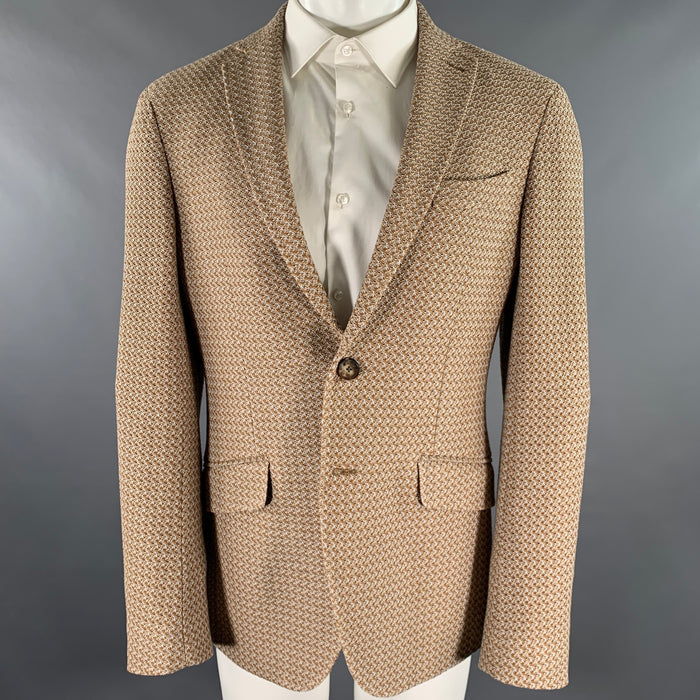 ETRO Size 40 Gold Grey Woven Cotton Notch Lapel Sport Coat