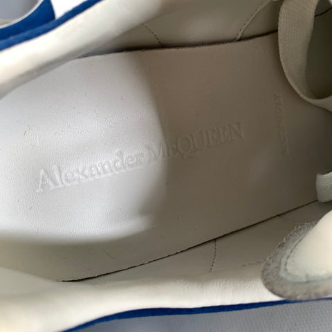 ALEXANDER MCQUEEN Size 9 White Navy Leather Lace Up Lace Up Shoes