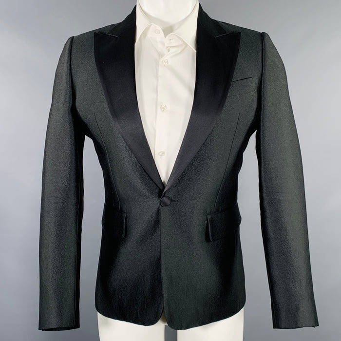 DSQUARED2 Size 38 Black Polyester Blend Peak Lapel Sport Coat