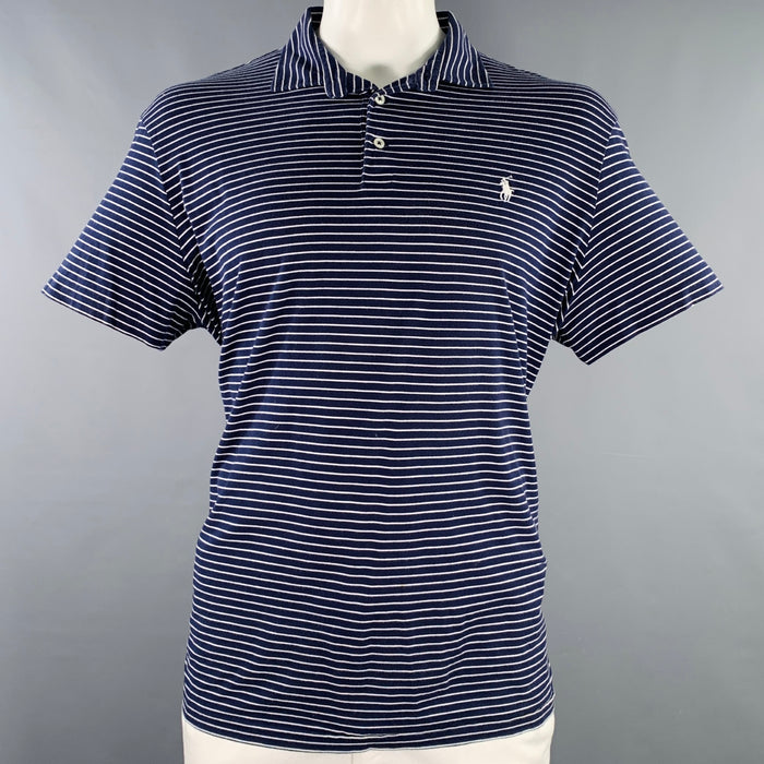 POLO by RALPH LAUREN Size XXL Navy White Stripe Pima Cotton Half Placket Polo