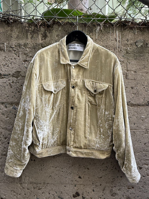 ENFANTS RICHES DEPRIMES ERD FW2017 XL Green Velvet Rayon Trucker Jacket