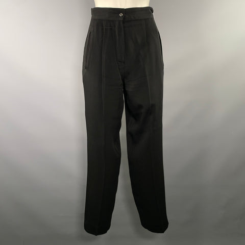 CLAUDE MONTANA Size S Black Silk Blend Tapered Dress Pants