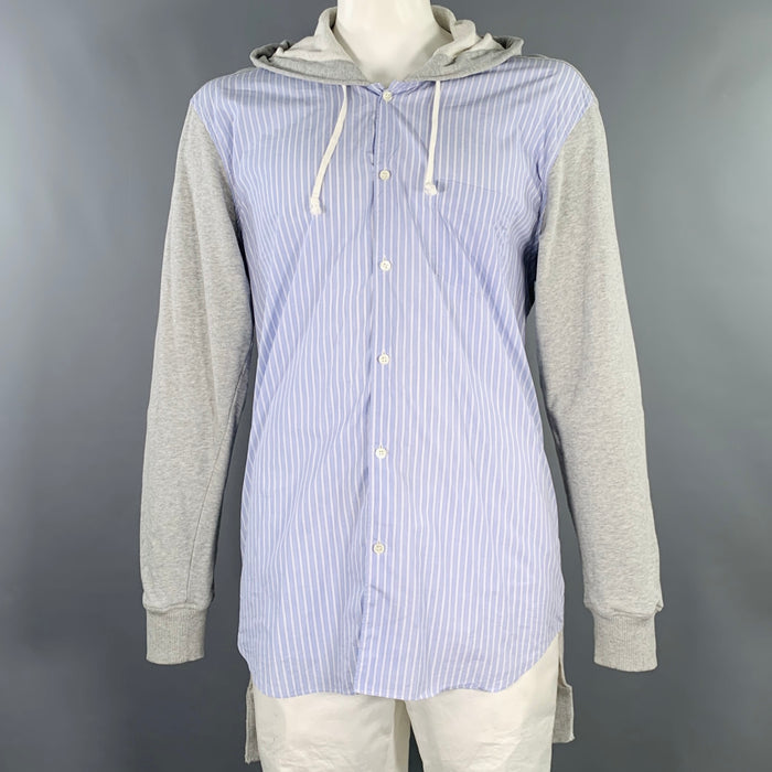 COMME des GARCONS SHIRT Size XL Grey Blue White Stripe Jacket
