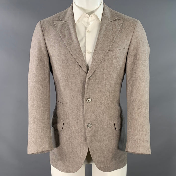 BRUNELLO CUCINELLI Size 38 Light Grey Wool Cashmere Silk Peak Lapel Sport Coat