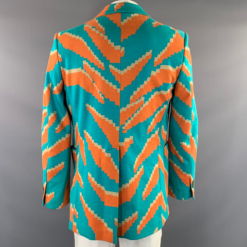 VIVIENNE WESTWOOD Chest Size 46 Green Orange & Khaki Cotton Sport Coat