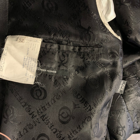 ALEXANDER MCQUEEN Size 42 Black Leather Trench Coat