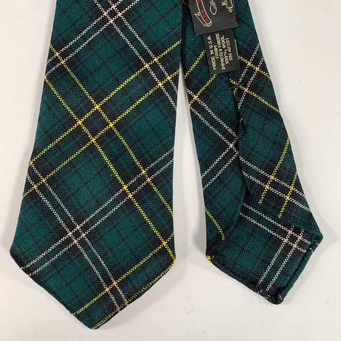 RRL by RALPH LAUREN Green Green navy yellow cream Plaid Wool Tie