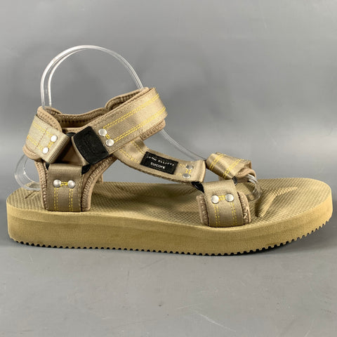 JOHN ELLIOTT Size 9 Green Beige Hook & Loop Sandals