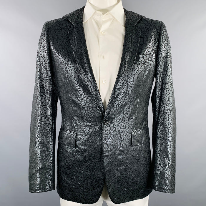 COMME des GARCONS HOMME PLUS Size L Black Marbled Polyester Sport Coat