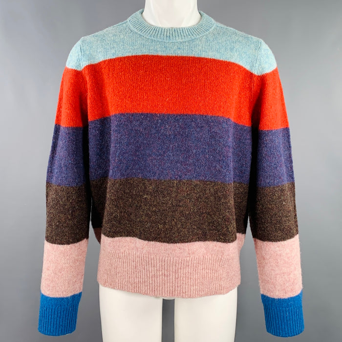 ACNE STUDIOS Pre-AW18 Size XL Kai B. Stripe Multi Color Wool Knit Sweater