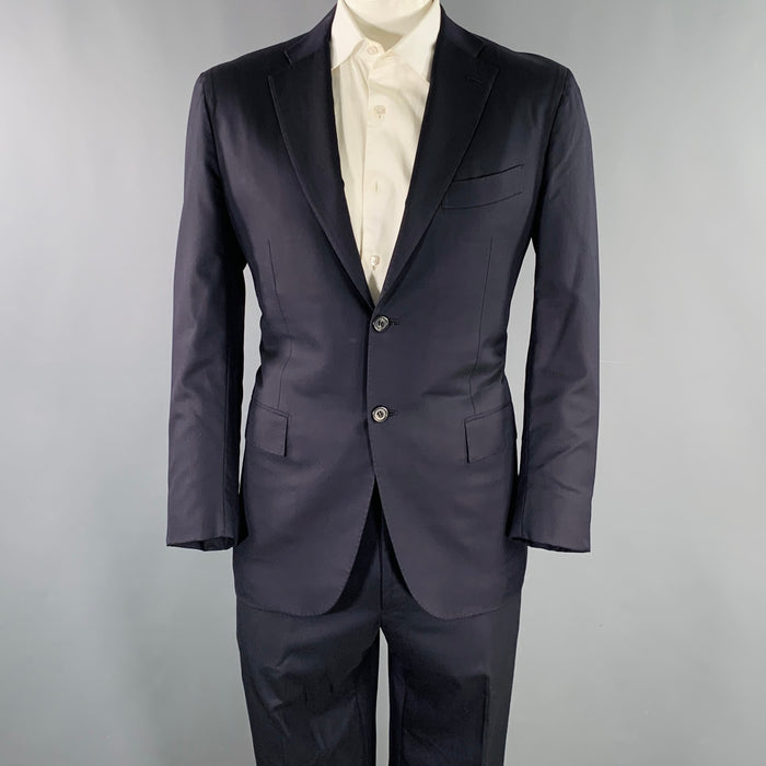 KITON Size L Navy Wool Notch Lapel Suit