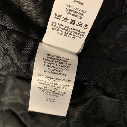 RALPH LAUREN Size L Black Leather Biker Jacket