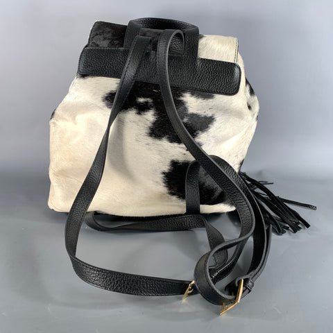 NO BRAND Black White Cow Print Hair On Hide Leather Bags