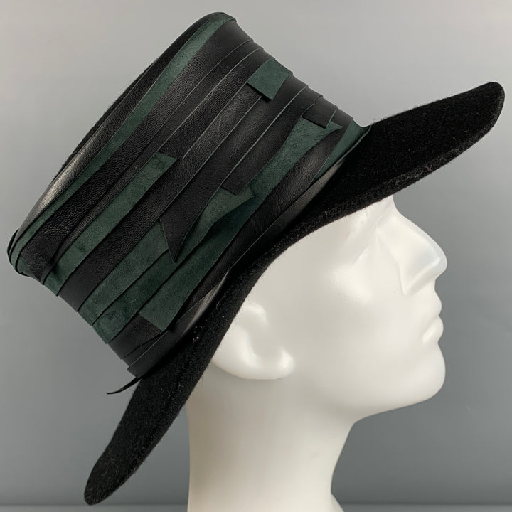 MOVE ROMA Black Leather Felt Layered Hat